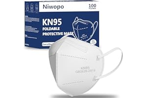 Niwopo KN95 Face Mask 100 Pack, Individually Wrapped, 5-Ply Breathable Comfortable Safety Mask Filter Efficiency≥95% Against PM2.5 White masks