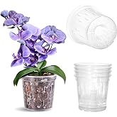 TRUEDAYS Orchid Pot, 4 Pack 5 Inch Plant Pot with Drainage | Clear Orchid Pots with Drainage Holes for Repotting, Sturdy Plastic Plant Pot for Plants, Ideal for Healthy Root Growth
