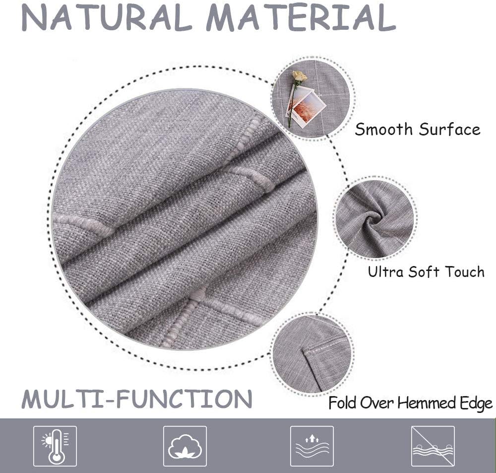 ColorBird Solid Embroidery Lattice Tablecloth Cotton Linen Dust-Proof Checkered Table Cover for Kitchen Dinning Tabletop Decoration (Rectangle/Oblong, 52 x 86 Inch, Gray): Kitchen & Dining
