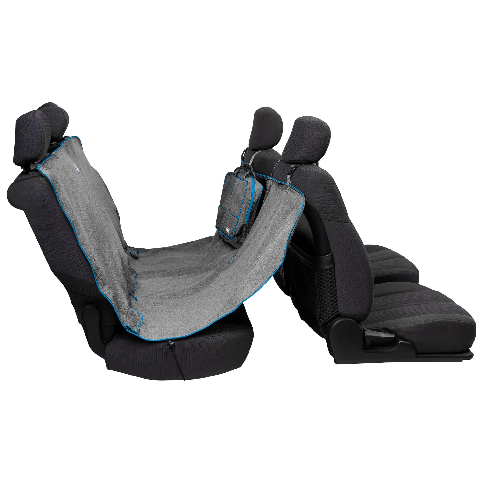 Kurgo Heather Hammock - Full Seat Dog Hammock for Secure Pet Travel - Waterproof & Stain Resistant Cover - Backseat Divider - Dog Car Seat Protector - Heather Gray