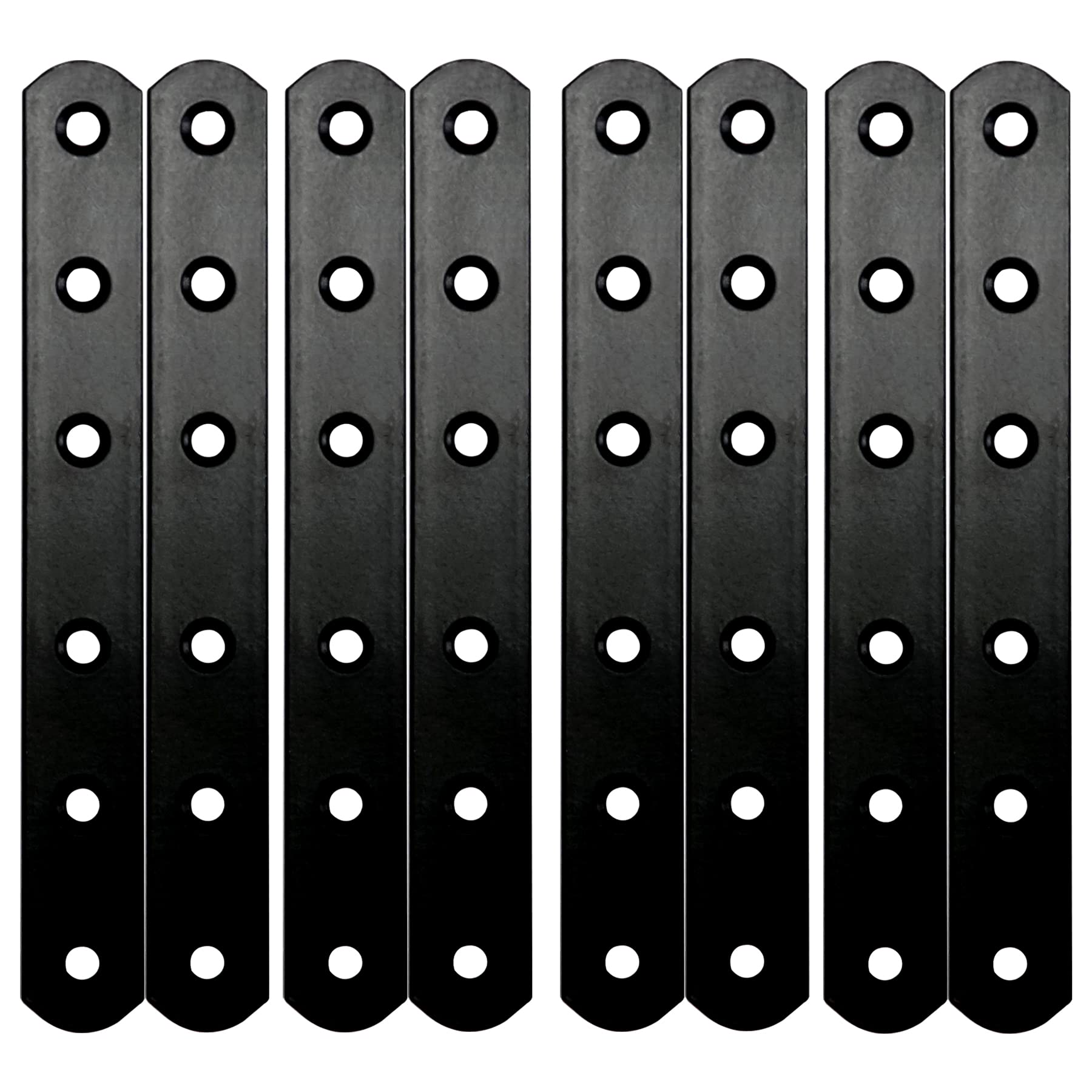 RedBee 8Pcs Flat Straight Brackets, 3mm Thick 157mm x 20mm Mending Plate for Wood, Black Metal Joining Connector Table Shelf Cabinet Bookshelves Bed (S-157-20-3-8p-2)