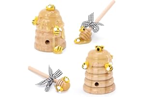 XYLOLFSTY Bee Tiered Tray Decor with Wooden Fake Honey Hive Dippers Bumble Bee Gifts for Women Decorations for Spring Farmhouse Home Kitchen Shelf Rustic Housewarming Display Party Supplies Set of 4