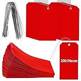 200 Pieces Plastic Tags with Wires Red Shop
