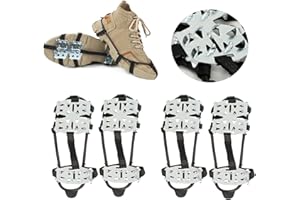 WAZITIN 2 Pairs Ice Cleats for Shoes and Boots, Universal Micro Shoe Spikes for Snow and Ice, Non Slip Hiking Spikes 24 Steel Studs Snow Crampons Gripper Spike for Winter Walking Ice Fishing Climbing Hiking