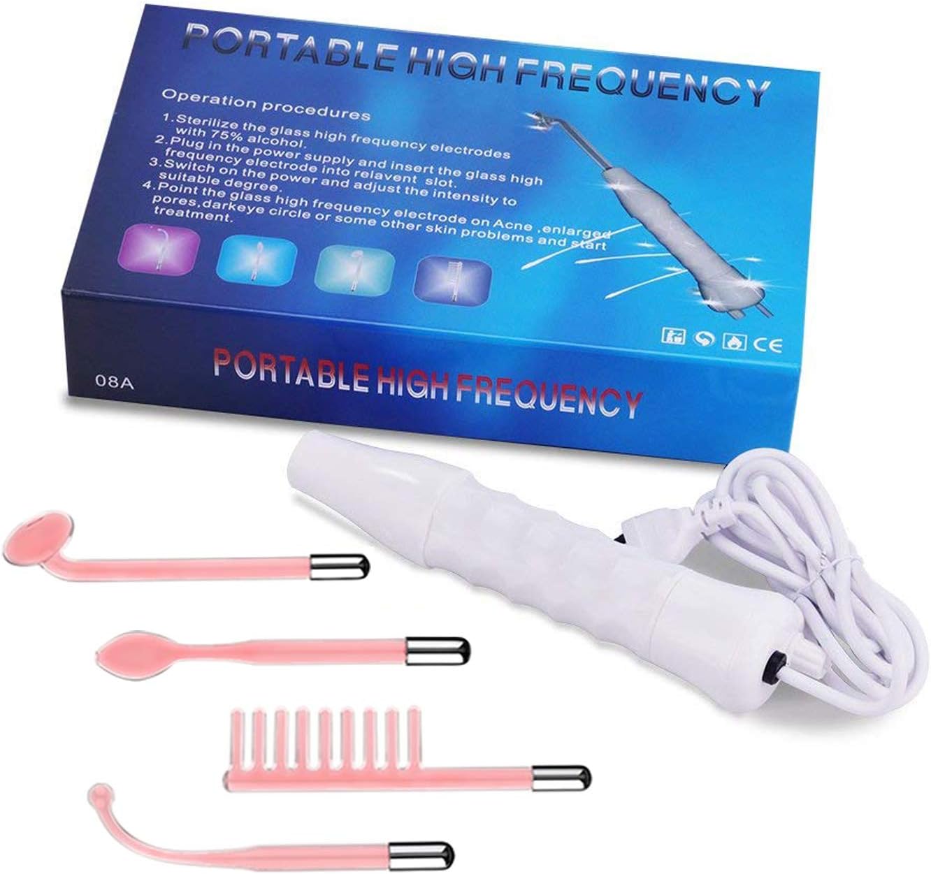 Portable High Frequency Facial Hair Machine, Handheld Skin Firming Anti-Wrinkle Acne Spot Remover Hair Care Wand