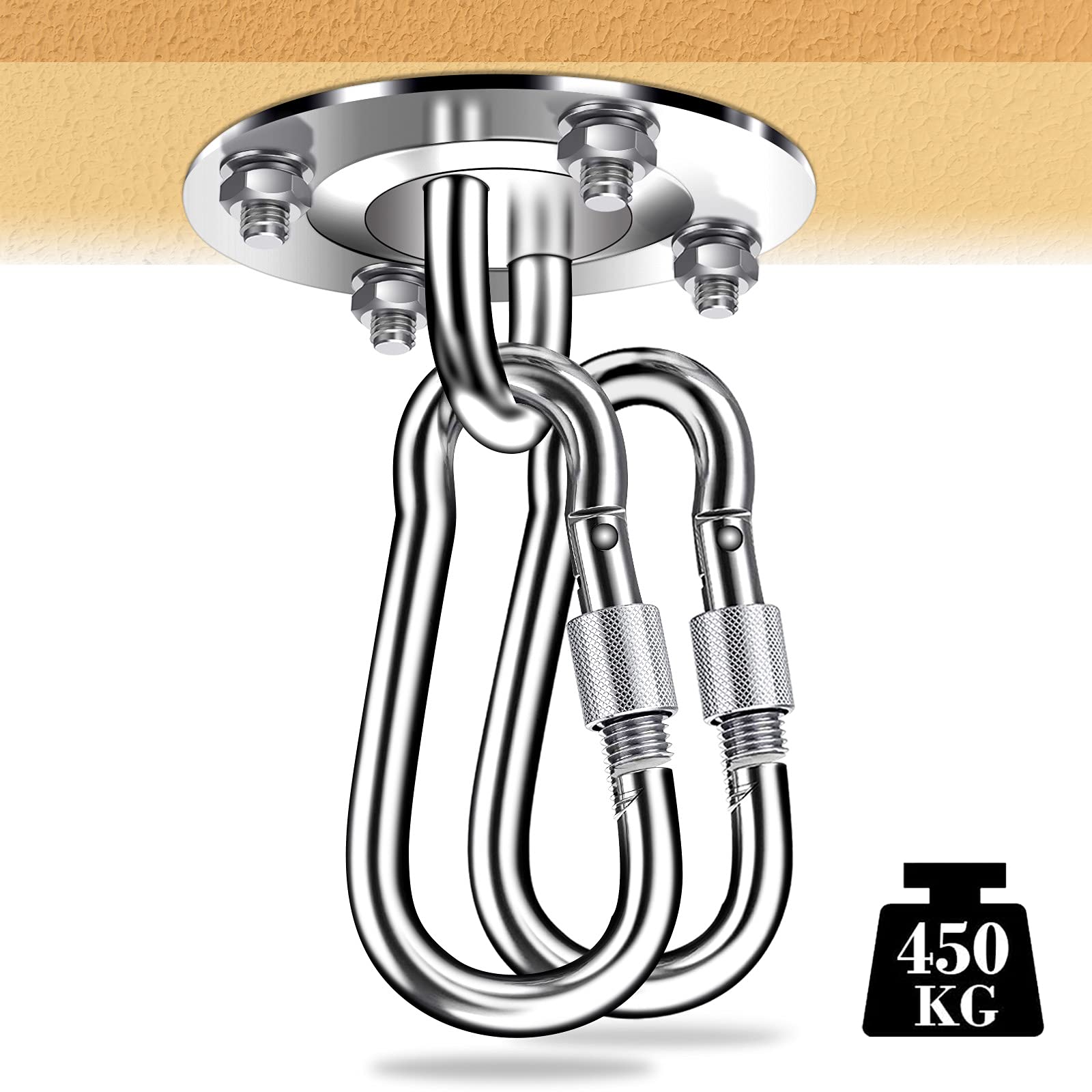 Ceiling Hook Hanging Chair – 450 kg Capacity Ceiling Hook Heavy Duty Hook Suspension Ceiling Mount Punch Bag Holder, 180° Rotating Ceiling Hook Stainless Steel for Ceiling Mount Outdoor and Indoor Use