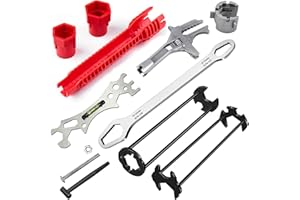 TUOSHUNGE 6PCS Basin Wrench Set, 8 in 1 Sink Bathroom Faucet Spanner, Adjustable Wrench Wide Jaw Short Shank 10-70mm, Universal Plumbing Tools for Washbasin, Tube, Nut Removal Installation