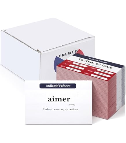 200 French Verb Conjugation Present Tense Flash Cards - Full