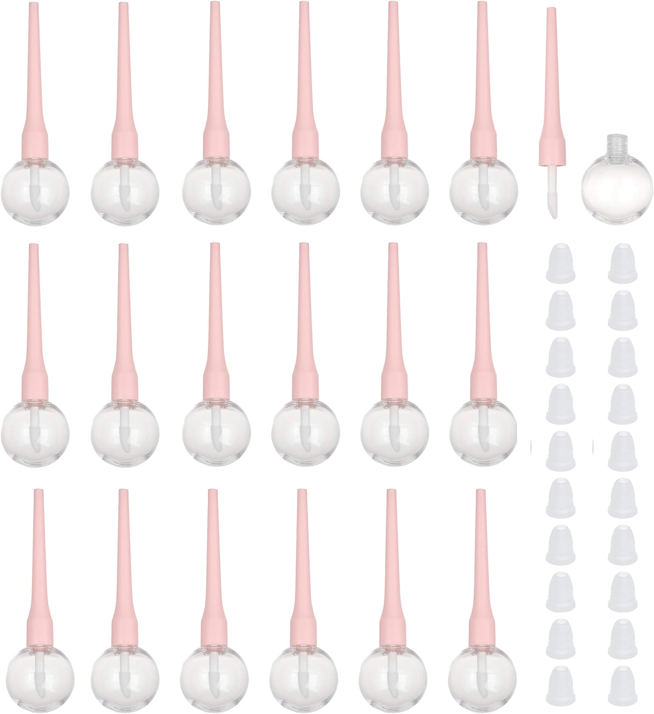 YASUOA 20 Pack 11ml Clear Lip Gloss Tube Empty Lip Balm Bottle Lollipop Light-Bulb Shape Lipstick Samples Container Cosmetic Samples Bottle Travel DIY Refillable Lip Glaze Bottle for Women Girls,Pink