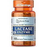 Puritan's Pride Lactase Enzyme, Milk and Dairy Digestant, Dietary Supplement Support for Digestion, and Cellular Energy Support, 40 Day Supply, 120 Softgels