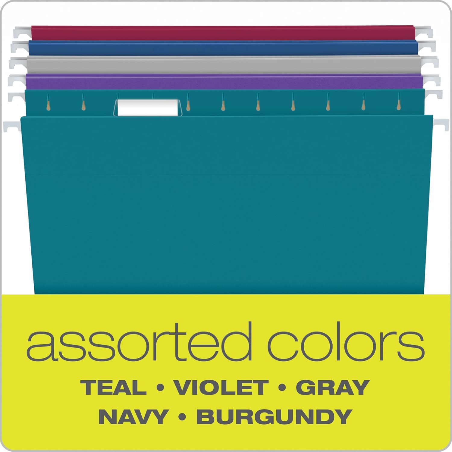 Pendaflex Recycled Hanging File Folders, Letter Size, Assorted Jewel-Tone Colors, Two-Tone for Foolproof Filing, 1/5-Cut Tabs, 25 Per Box (81667) : Office Products
