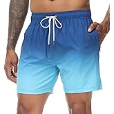 Tyhengta Men's Swim Trunks Quick Dry Bathing Suit Shorts with Zipper Pockets and Mesh Lining