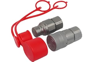 LSQ 1/2'' NPT Flat Face Hydraulic Quick Connect Coupling Set Skid Steer Loader Quick Disconnect Coupler with Dust Caps ISO12.5