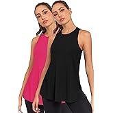 TAIPOVE Pima Cotton Womens Racerback High Neck Tank Top Workout Yoga Shirt Side Slit Sleeveless Flowy Basic Layer