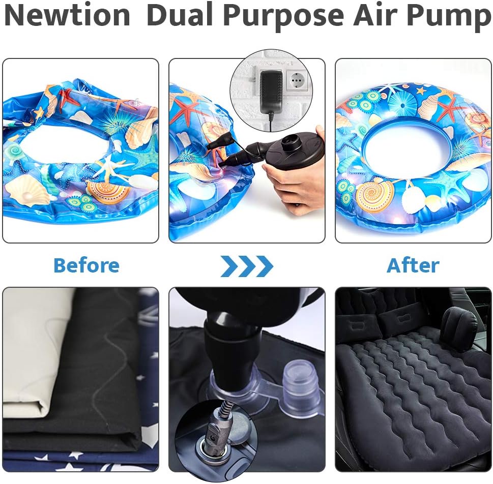 Electric Air Pump Quick-Fill Air Pump for Inflatable Couch,Airbeds,Swimming Ring,Inflatable Pool,2 in 1 Portable Air Mattress Pump,Powerful Electric Inflator Air Pump with 3 Nozzles 110-240V AC/DC: Home & Kitchen