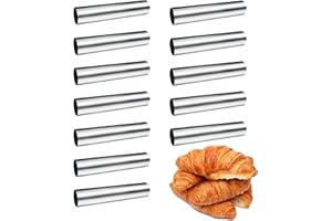 FantasyDay Non-stick Cream Horn Molds Stainless Steel, 4.92 inch Large Size Cannoli Tubes Kit Pack of 12 Baking Cones Pastry Roll Horn Croissant Mold - Christmas Anniversary Free Standing Cone Shape