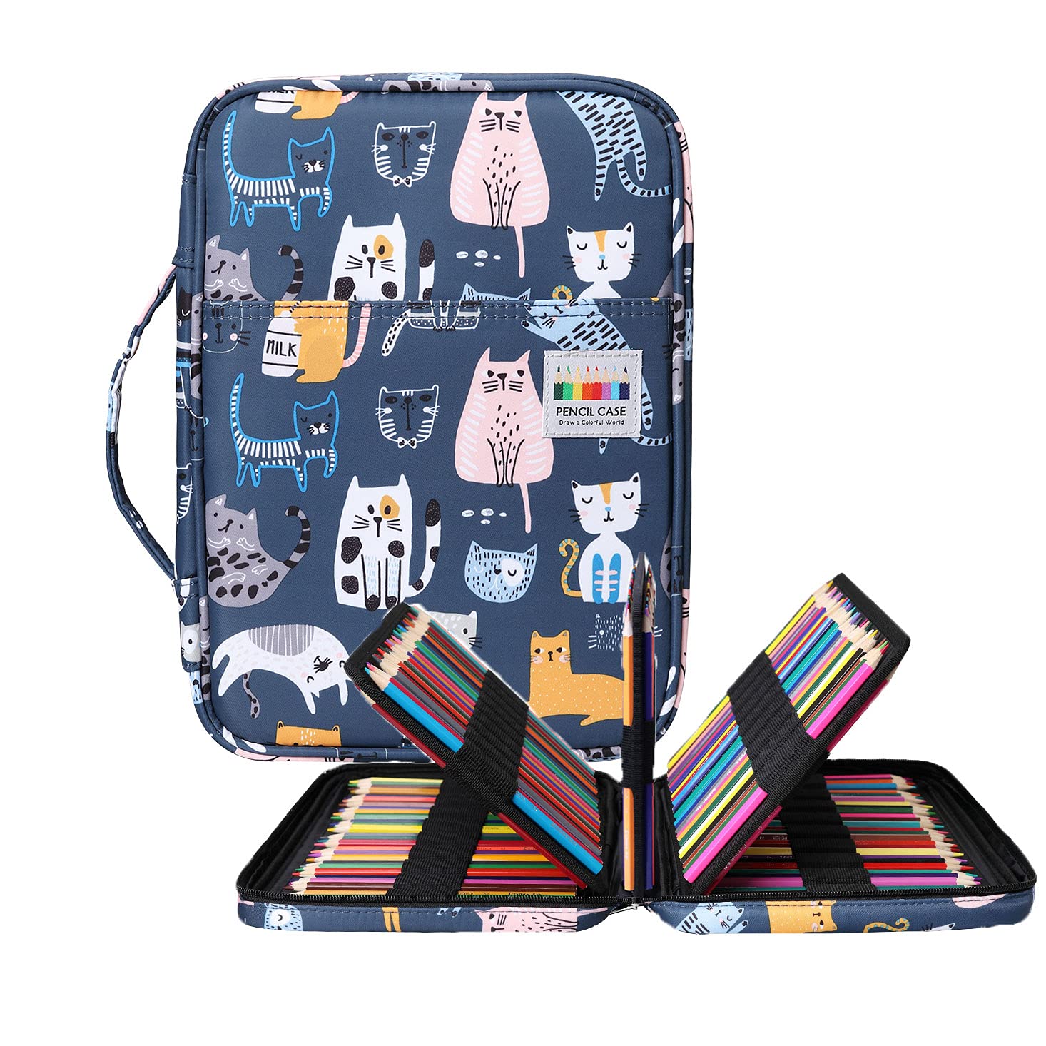 OVAKIA Large Pencil Case, Big Capacity for 220 Pencils Storage Carrying Bag Zipper for Artist Colouring Pencils Stationery (No Pencils)