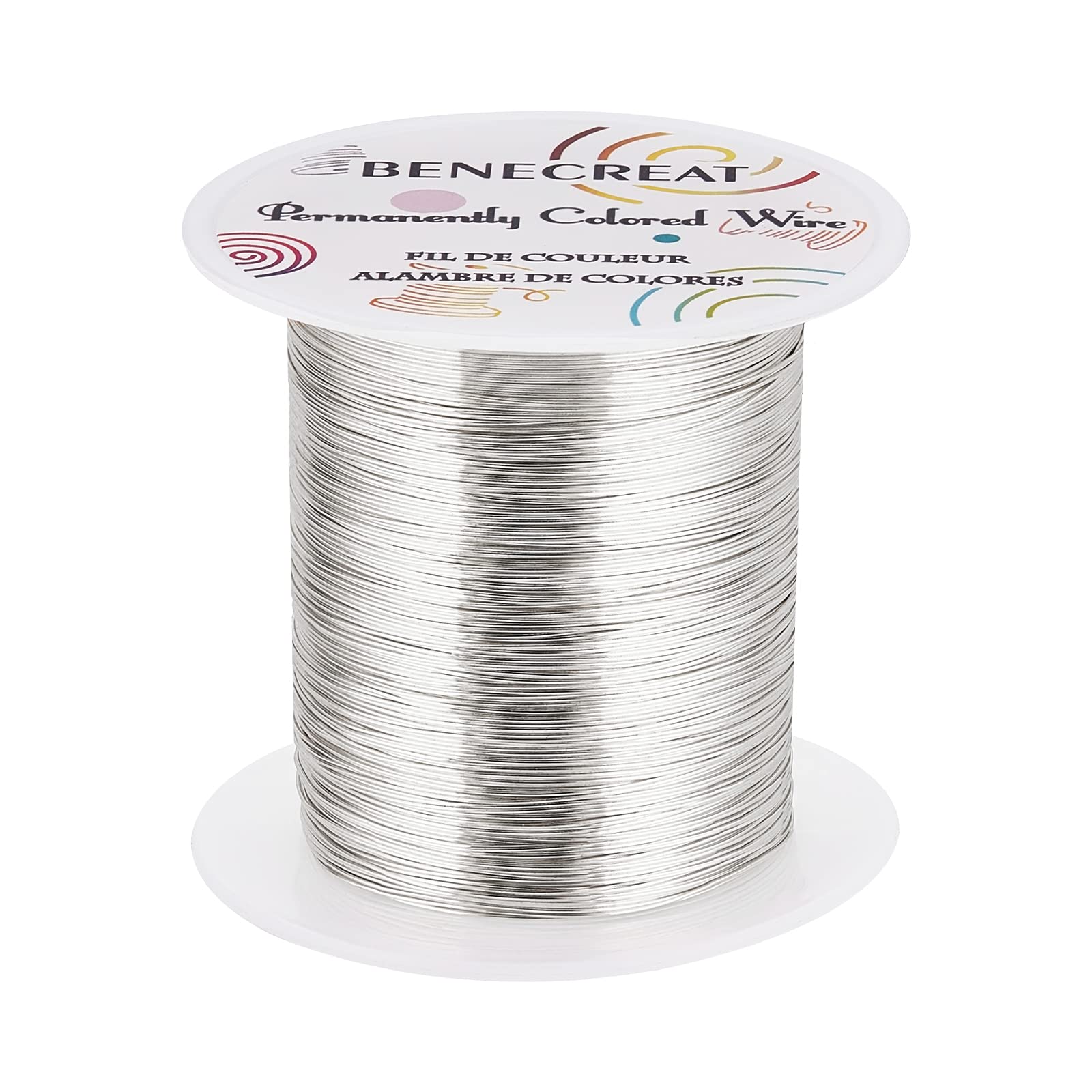 BENECREAT 0.4mm 120M Tarnish Resistant Silver Wire Jewelry Beading Wire for Beading Wrapping and Other Jewelry Craft Making