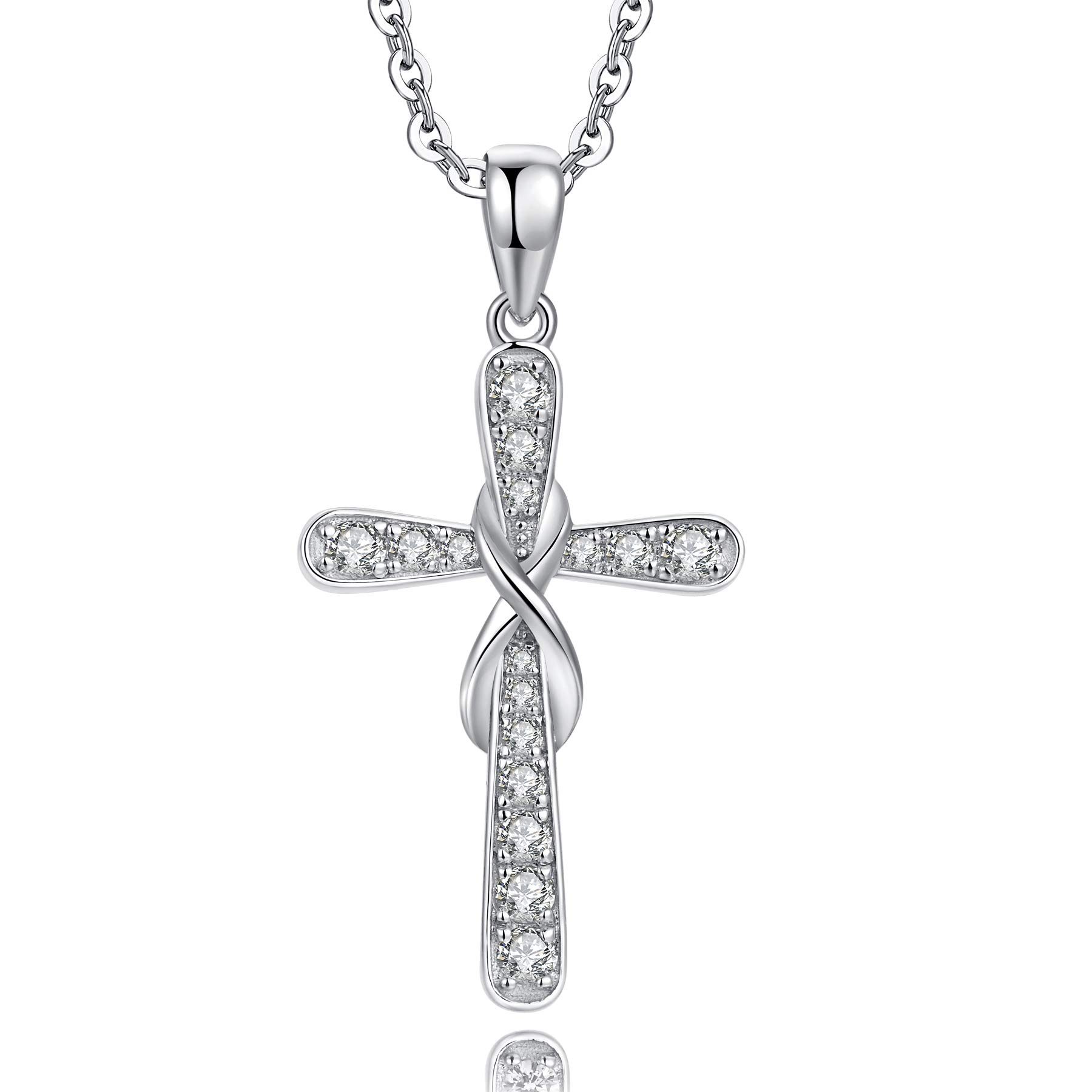 jiamiaoi Necklace for Women 925 Sterling Silver Cross Necklace Infinity Necklace