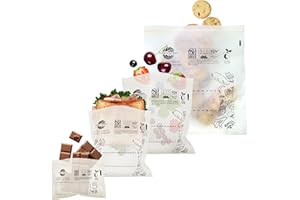 Moonygreen Compostable Food Storage Bags, Resealable, 50 Snack, 50 Sandwich, 30 Quart, 30 Gallon, Extra Thick, Certified US BPI ASTM D6400 Europe OK Compost