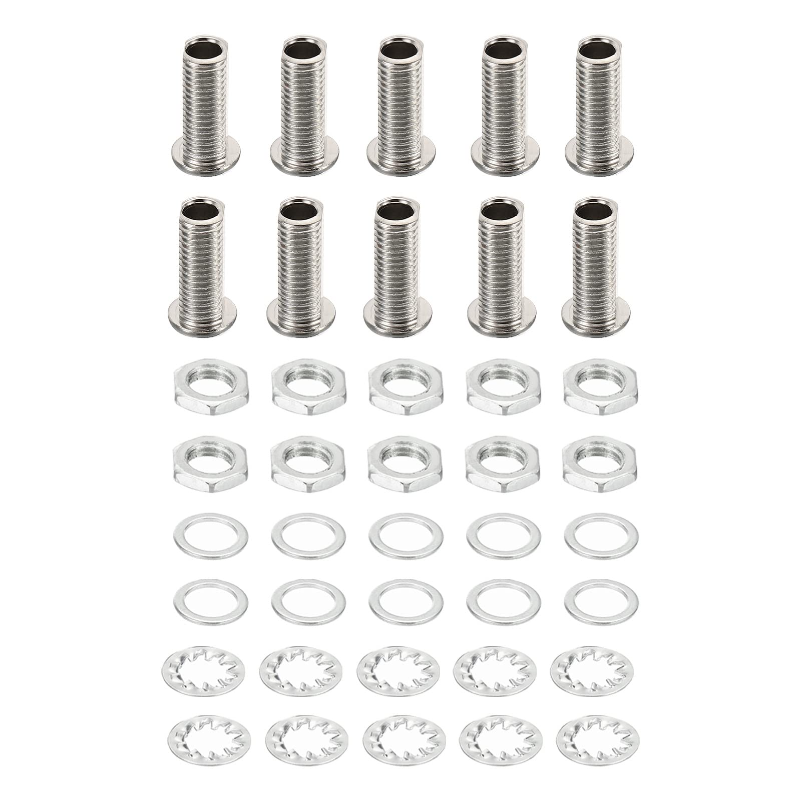 PATIKIL M8x19mm Round Head Hollow Screw Bolts, 4 in 1 / 40Pieces Through Hole Bolt Chandelier Fasteners with Hex Nut and Gasket