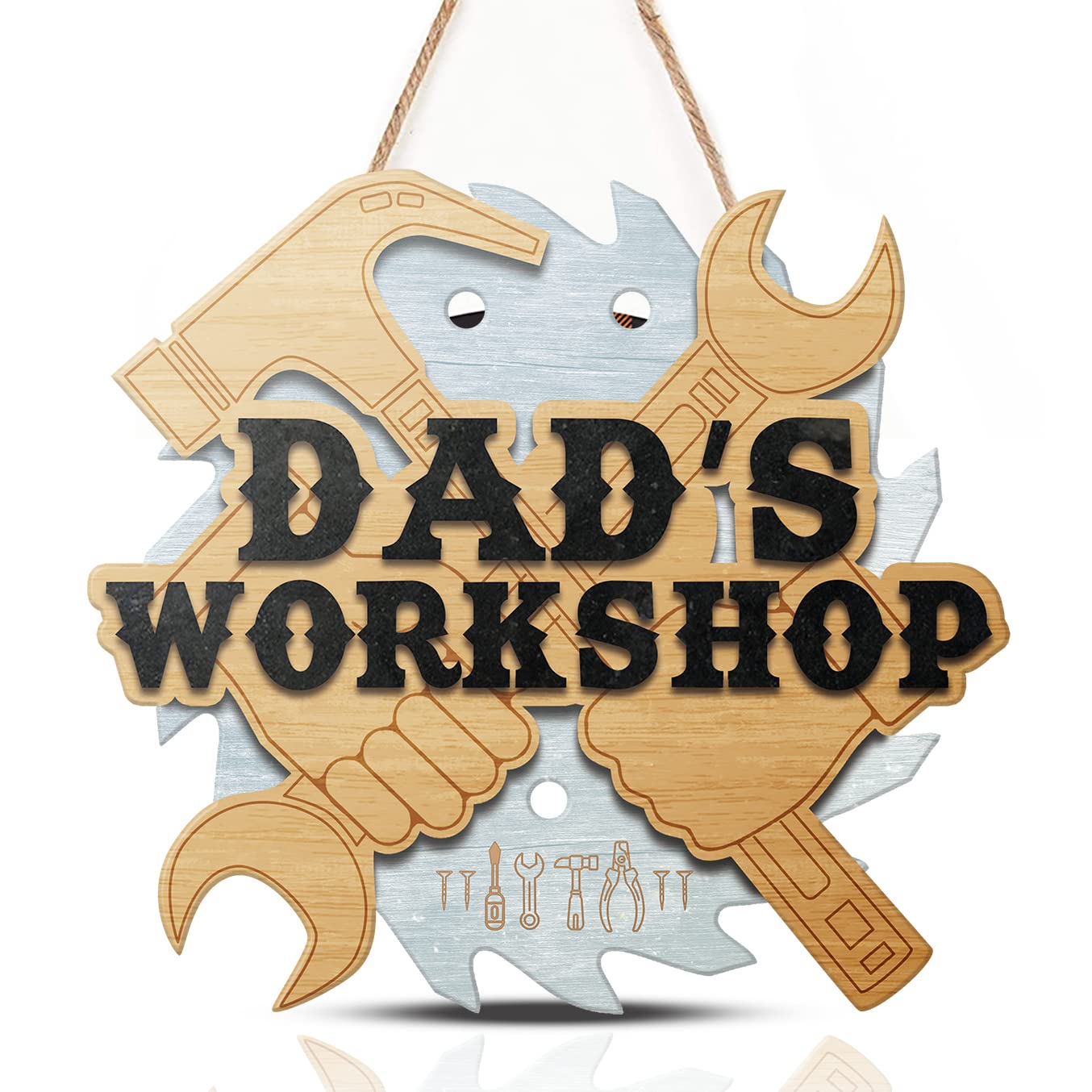 TOARTi Dad’s Workshop Wood Sign for Father’s Day Gift,Vintage Garage Wall Hanging Plaque for Papa,Funny Home Repair Fix Wooden Decorations