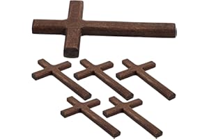 ULTECHNOVO 6pcs Brown Wooden Cross Ornaments for Prayer Small Handheld Christian Wood Cross Decor for Easter