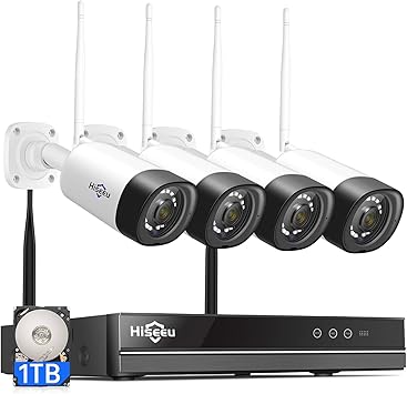 Amazon Co Jp 双方向の音声 防犯カメラ ワイヤレスhiseeu 一体型nvr 1536p 300万画素ワイヤレスカメラ4台セット 1tbhdd内蔵 8チャンネルまで増設可 遠隔監視 双方向音声 防水等級ip66 Ai動体検知 屋内 屋外 セキュリティ 防犯カメラ 1536pカメラ4台 一体型nvr
