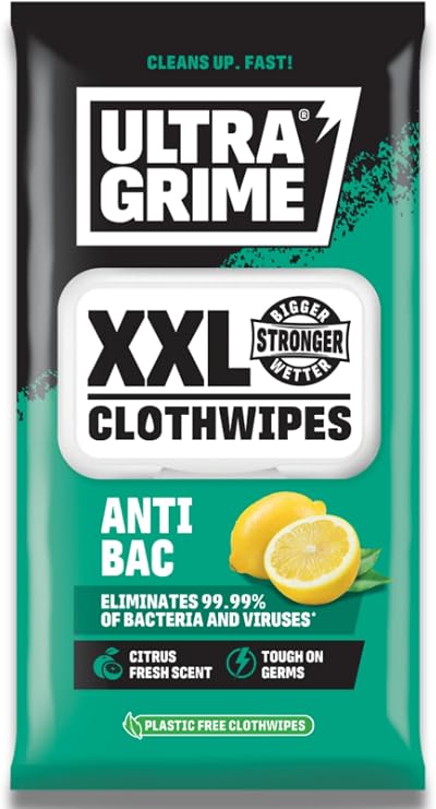UltraGrime Antibacterial Wet Wipes Alcohol-Free XXL+ Clothwipes 40 Pack