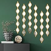 Yulejo 6 Pcs Acrylic Teardrop Mirror Decor - Narrow Wall Decor Boho Vintage Wall Art for Apartment Home Living Room Bathroom 