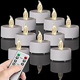 MINXIN LED Tea Light Flameless Candles with Remote Control Flickering Tealight Long Lasting, Battery Operated with Timer for Halloween Home Decoration Seasonal &Festival Celebration WarmWhite (12pcs)