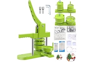 MK.Bear Button Maker Machine - Multiple Sizes 1.25in+2.25in, Kit for DIY Gifts, Button Press Machine with Free 200PCS 32-58mm Supplies & 2 Circle Cutter