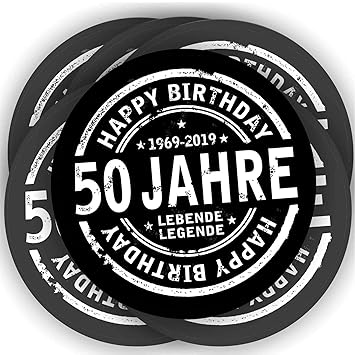 Play-Too 20 Aufkleber Sekt-,Wein-,Bierflasche Geburtstag 50 Fest Spruch Schwarz Rund