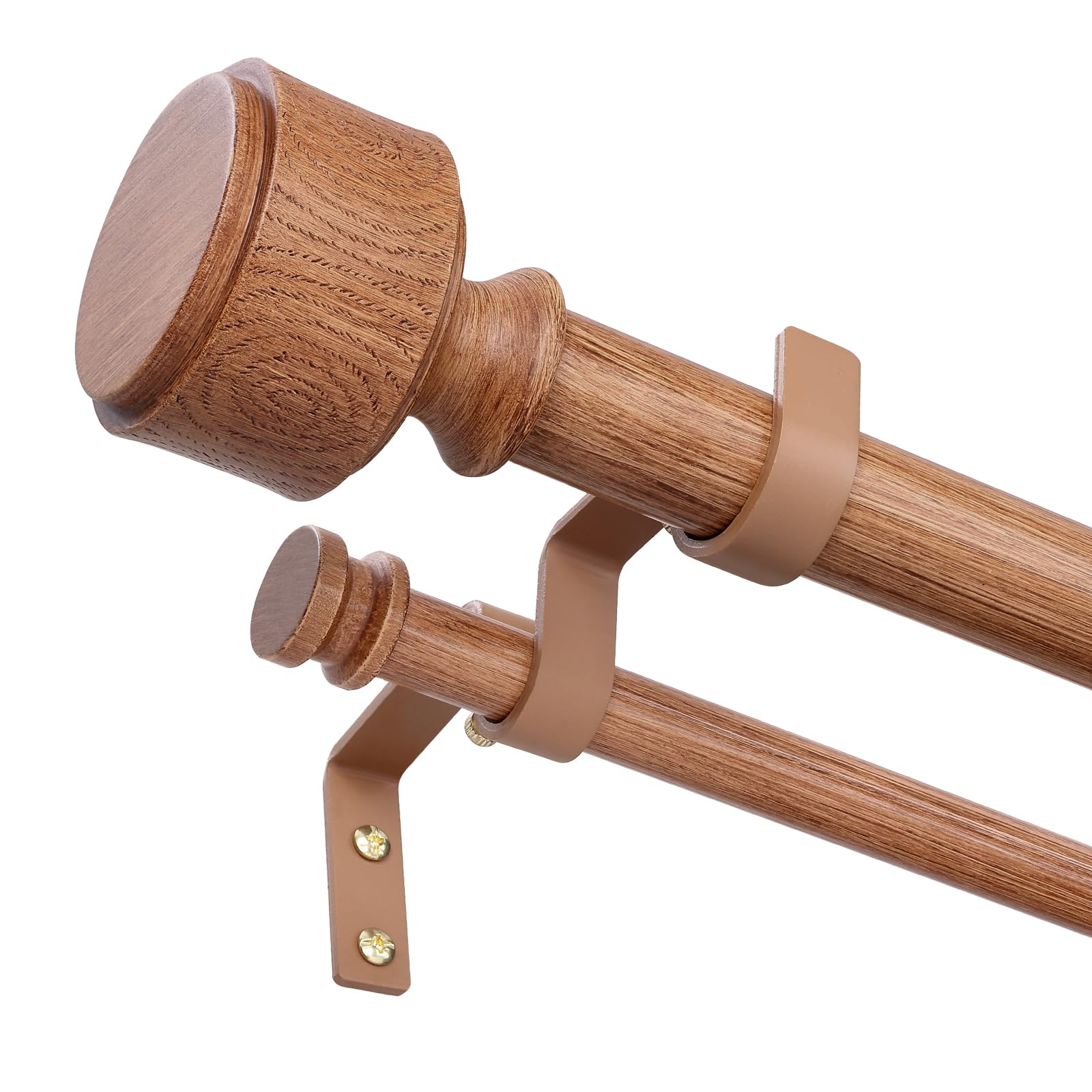 Photo 1 of *MISSING PARTS UNKNOWN*
Wolistsa Wood Double Curtain Rods for Windows 120 to 170 Inch, Adjustable Decorative 1" Extra Long Boho Heavy Duty Dual Curtain Rod, Farmhouse Double Drapery Pole with Modern Faux Wood Grain Finials