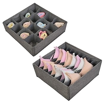 Polecasa Linen Large Bra Underwear Storage Box Drawer Organizer