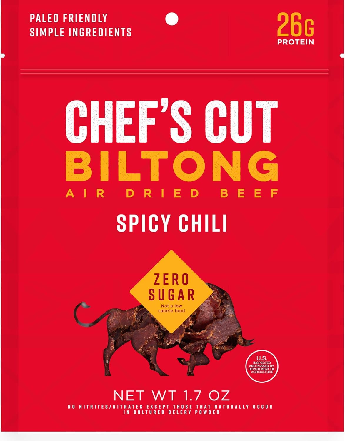Chef's Cut Spicy Chili Biltong Beef, 1.7 Ounce (4 Pack)