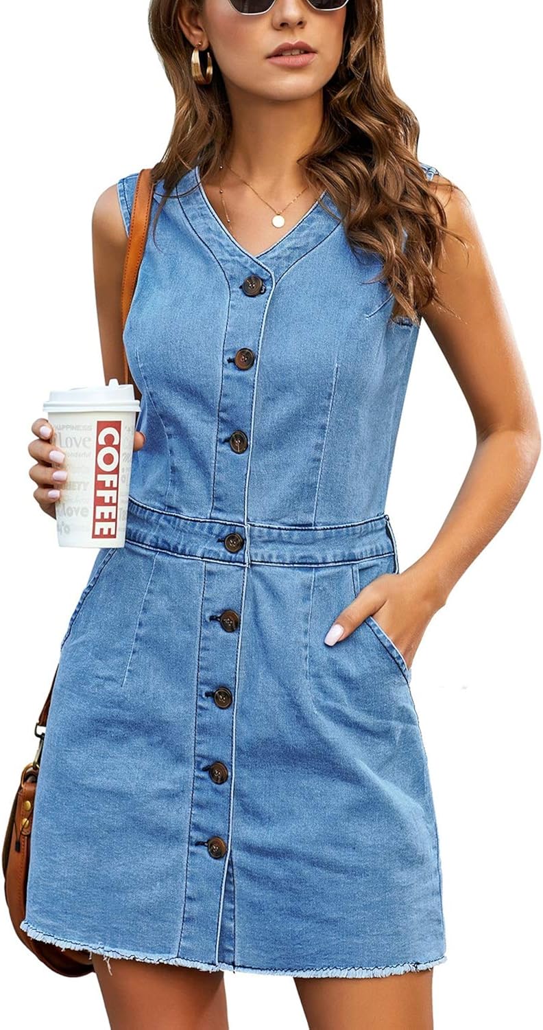 short denim dress