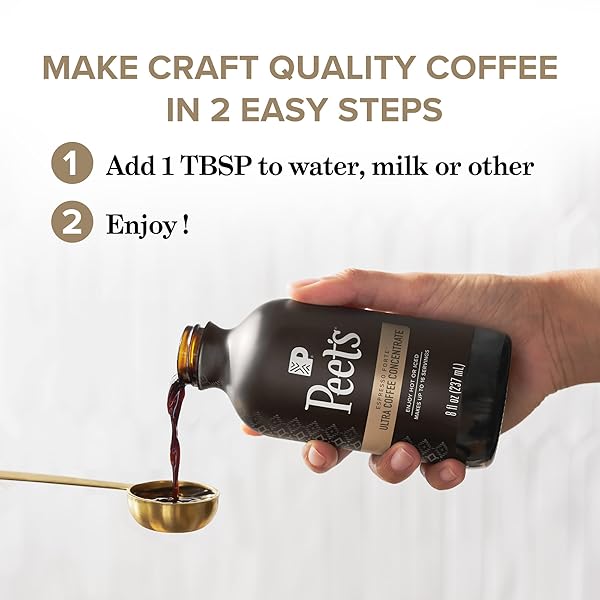 PEET’S COFFEE, ULTRA COFFEE CONCENTRATE, INSTANT HOT, COLD BREW, OR ICED COFFEE, 100% ARABICA COFFEE – ESPRESSO FORTE, 8 FLUID OUNCE BOTTLE (16 SERVINGS)