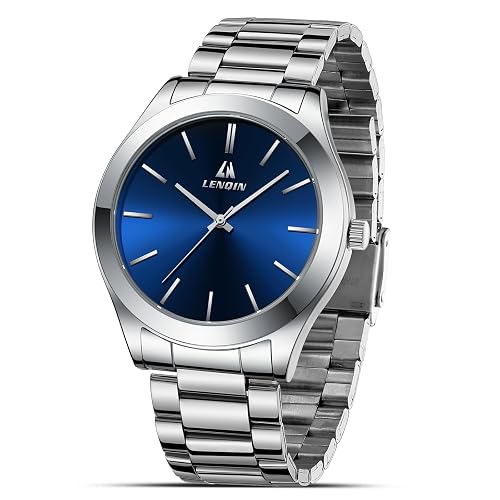 LN LENQIN Mens Watches Stainless Steel Watches Men Analog Quartz Watch 30M Waterproof Mens Wristwatches Business Designer Watch