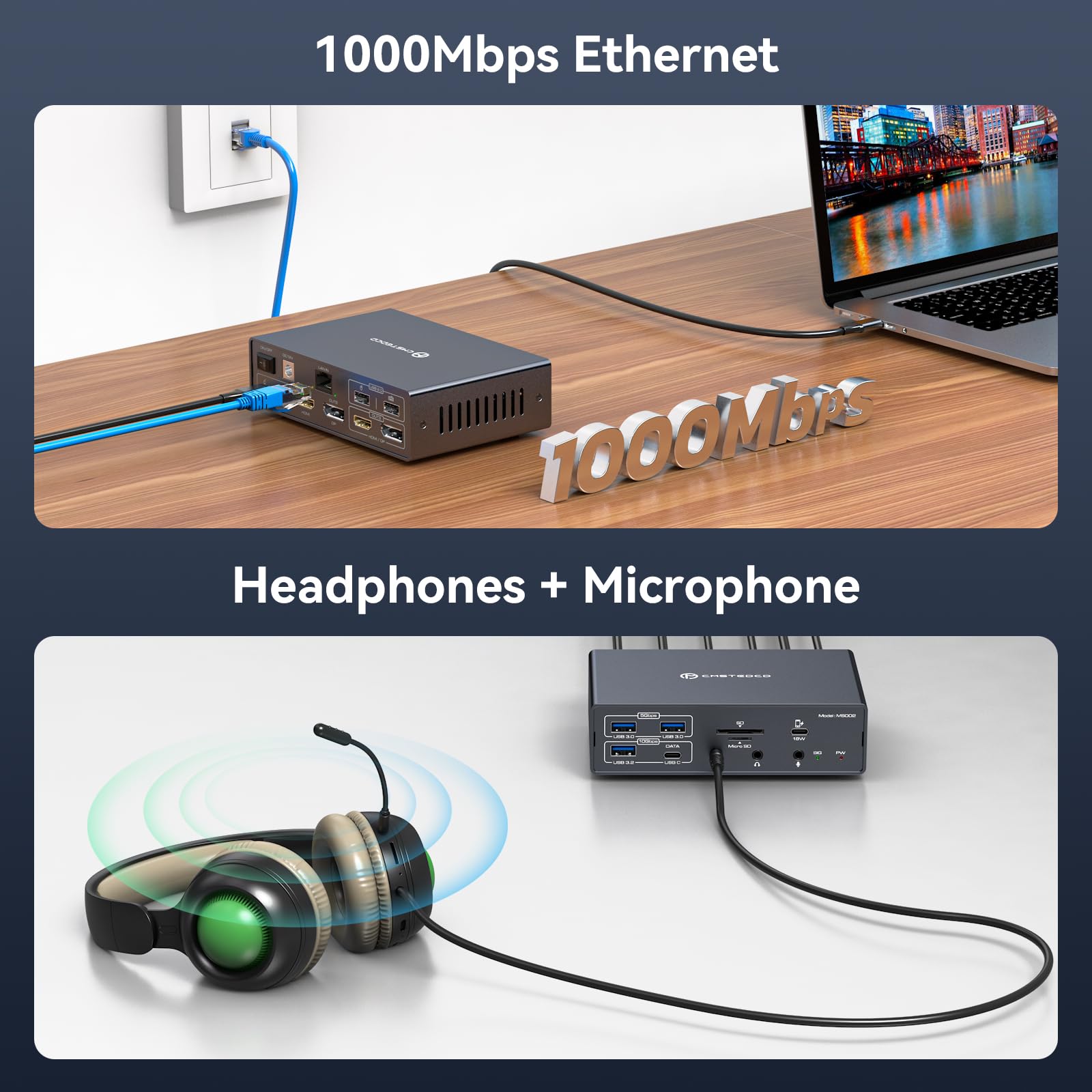 JCYMELE USB C Docking Station 3 Monitors 4K@60Hz For MacBook/Windows ...
