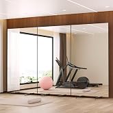 brisafe Mobile Folding Screen NanoMirror, 118 x 71 in, Black | No Installation Needed, Unfold for Instant Use; Ultra-Clear Reflection, Ultra-Light Shatterproof Non-Glass Mirror Material