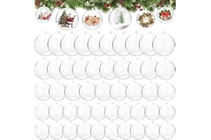 QYYIGUF 50 Pcs Clear Plastic Fillable Ornaments,DIY Craft Ball,Transparent Craft Ornament Balls,for Christmas,Bath Bomb,Wedding,Party,Home Decor,4 Size,40mm,50mm,60mm,70mm