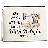 Sewing Gifts Makeup Bag, Quilting Gift for Quilters Sewing Lover, Inspirational Hostess Gifts for Women Mom Grandma Birthday Christmas Zipper Cosmetic Bag Travel Toiletry Pouch for Purse