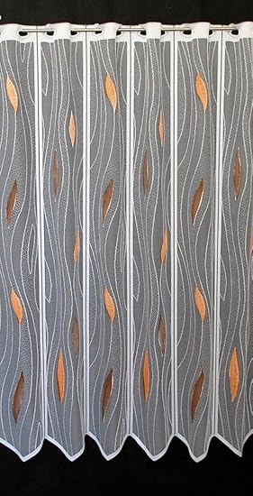 Scheibengardine mit Tropfenmuster 100 cm hoch | Breite der Gardine durch gekaufte Menge in 14 cm Schritten wählbar (Anfertigu