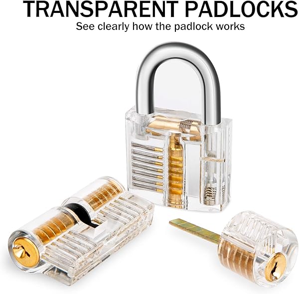 Dietrich Set 30 Stck Lock Picking Set mit 3 Transparenttem Vorhngeschloss Dietrichen Kit fr Anfnger und Professionelle Lockpicker