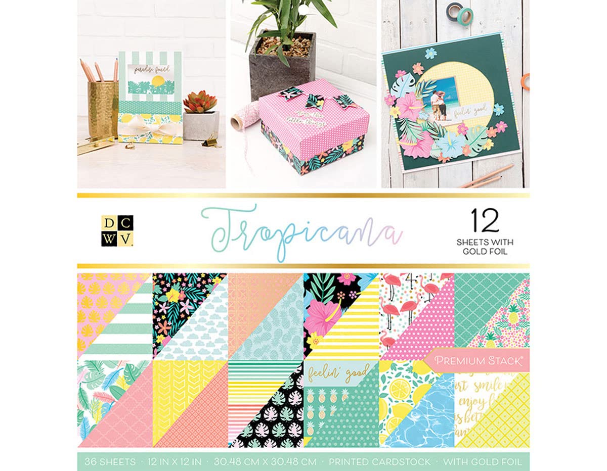 Die Cuts With a View Premium Stack-12 x 12-Double-Sided-Tropicana-Gold Foil-36 Seats 614345