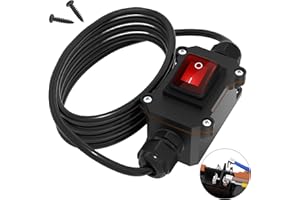 RVBOATPAT Inline Cord Switch 12V 20A DC Waterproof Inline Switch IP66 Red Lighted 2 Position 4 Pin DPST with 14 AWG Wire Outd