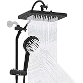 Hibbent Upgraded cUPC Certified 13'' Shower Head Combo, High Pressure 5 Spray Rainfall Showerhead with 10 Sprays Handheld, All Metal 3-way Diverter Shower Arm, 71'' Hose and Holder, Matte Black