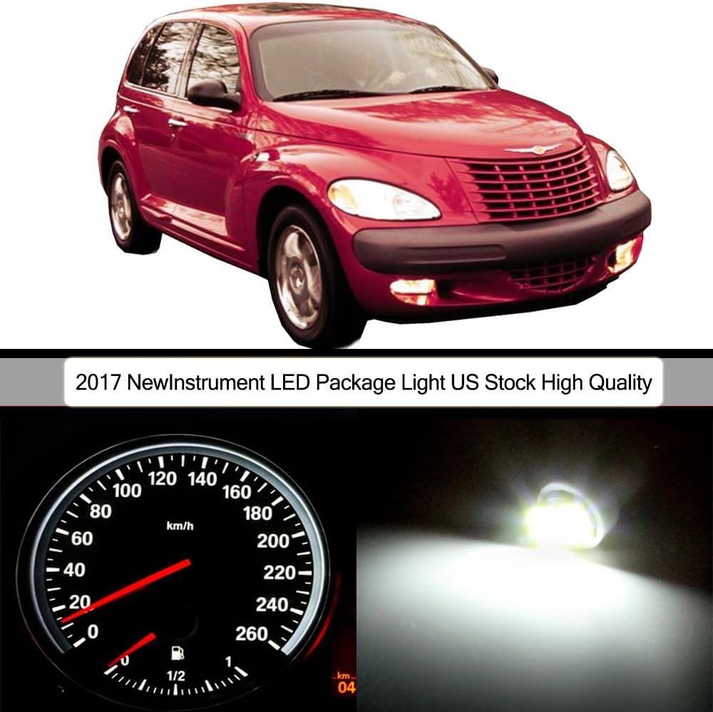 cciyu 29pack White Speedometer Instrument Gauge Cluster Light+ Climate Control LED Light Kit W/Twist Socket Replacement fit for 2001-2005 Chrysler PT Cruiser