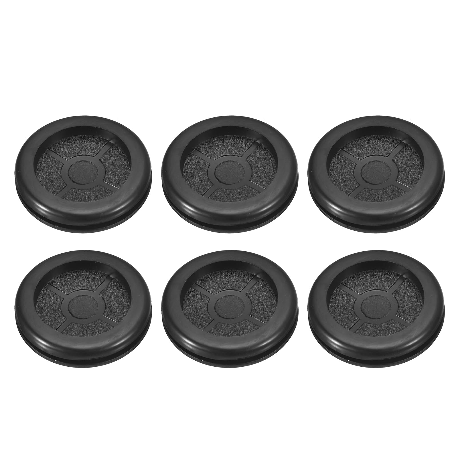 Photo 1 of uxcell 6Pcs Rubber Grommets 1-3/8" (35mm) Drill Hole, 1-1/4" (30mm) ID Double Sided Hole Plugs Ring Gasket for Firewall Cable Wire Protecting, Black
